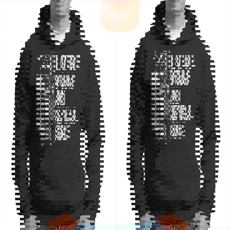 I Love One Woman And Several Guns Husband Dad Gun Back Hoodie