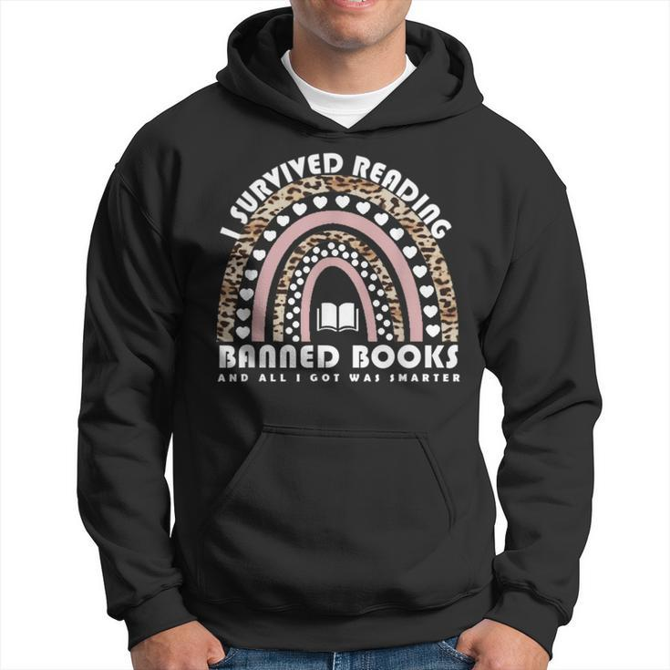 I Survived Reading Banned Books Leopard Librarian Bookworm  Hoodie