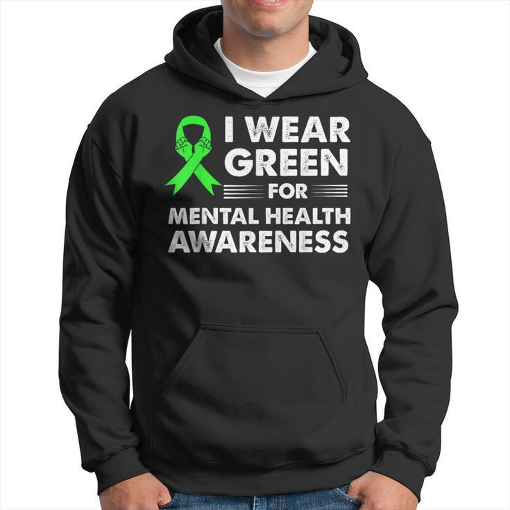 I Wear Green For Mental Health Awareness Month Ribbon  Hoodie