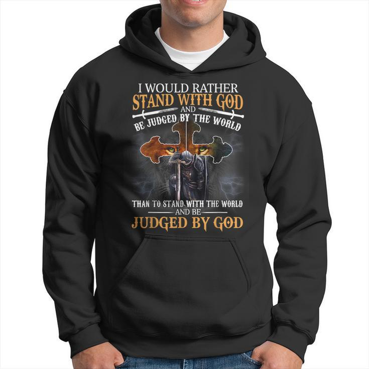 I Would Rather Stand With God Christian Knight Templar Lion  Hoodie