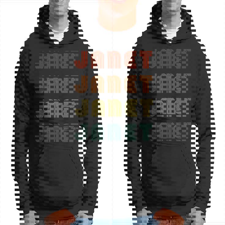 Janet First Name Retro Vintage Style Wordmark Pattern Hoodie