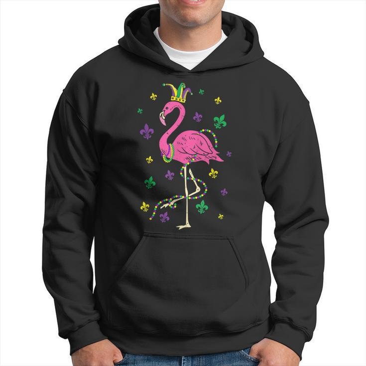 Jester Pink Flamingo Bird Animal Cute Mardi Gras Carnival  V5 Hoodie