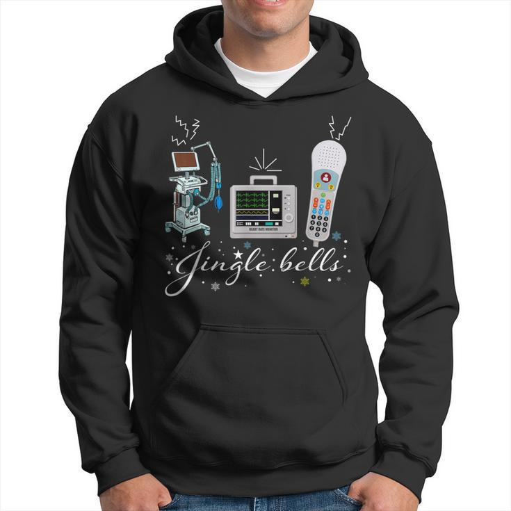Jingle Bell Telemetry Nurse Christmas Crew Tele Tech Xmas Men Hoodie Graphic Print Hooded Sweatshirt