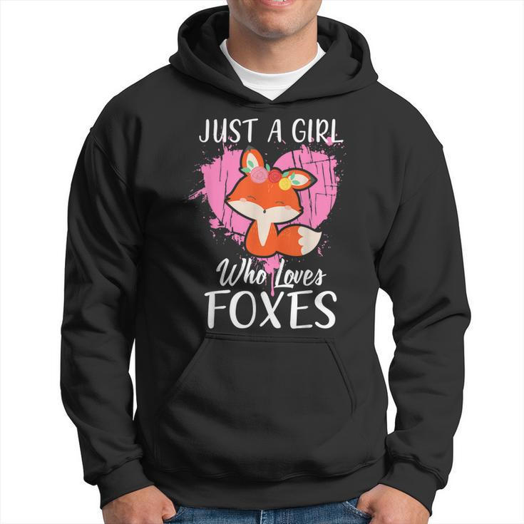 Just A Girl Who Loves Foxes T  Pink Cute Heart And Fox Hoodie