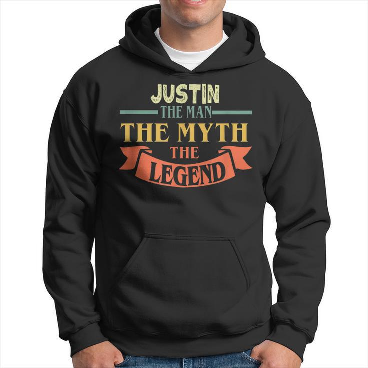 Justin The Man The Myth The Legend Custom Name Men Hoodie