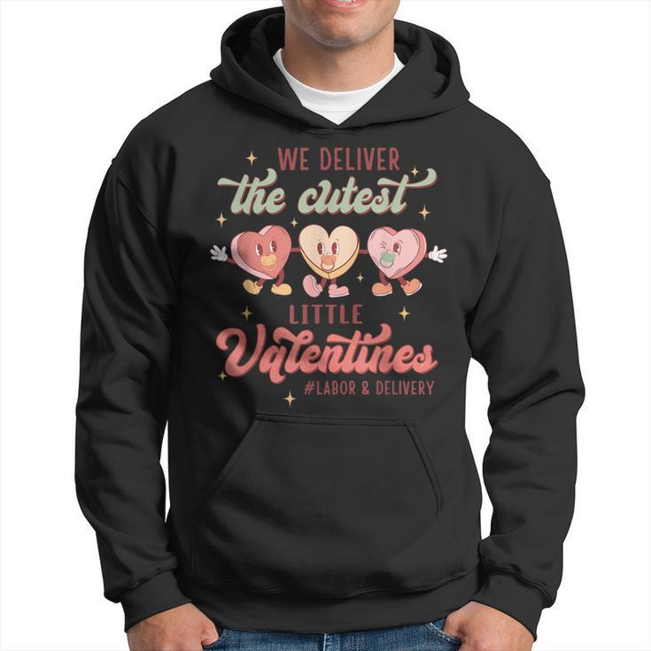 Labor And Delivery Tech L&D Valentines Day Groovy Heart  Hoodie