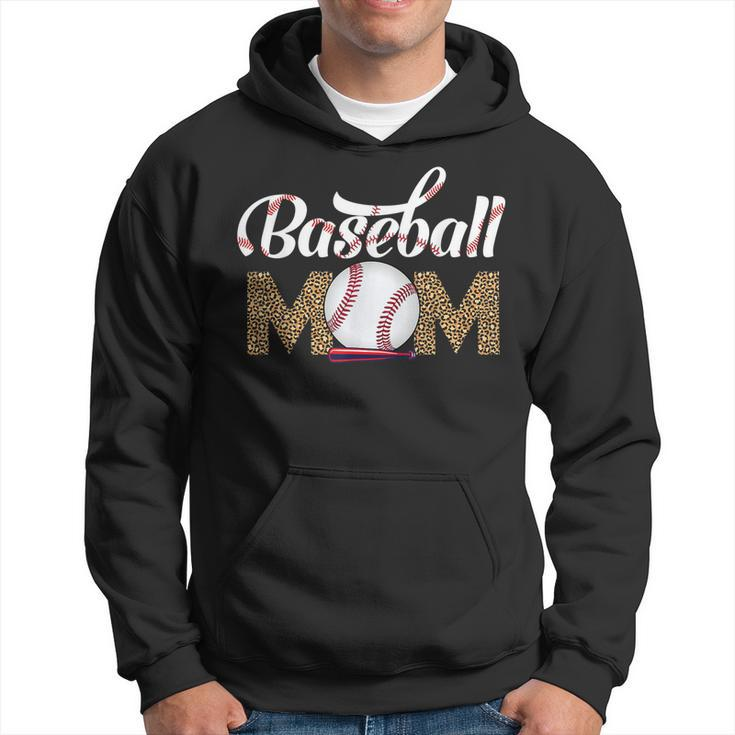 Leopard Baseball Mom Mothers Day Catcher Mom Life Womens  Hoodie