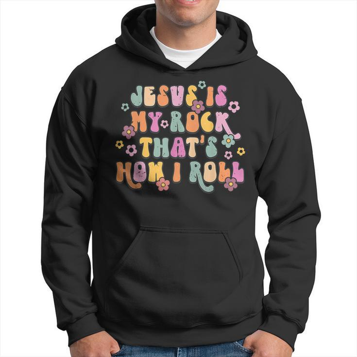 Leopard Jesus Is My Rock And That Is How I Roll Retro Groovy  Hoodie