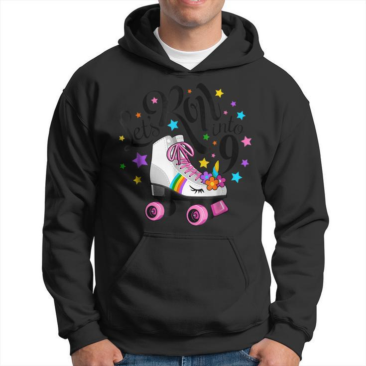 Lets Roll Into 9 Birthday Unicorn Roller Skate  Hoodie