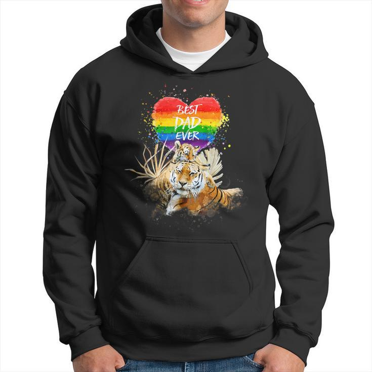 Lgbtq Pride Daddy Tiger With Baby Best Dad Ever Hoodie
