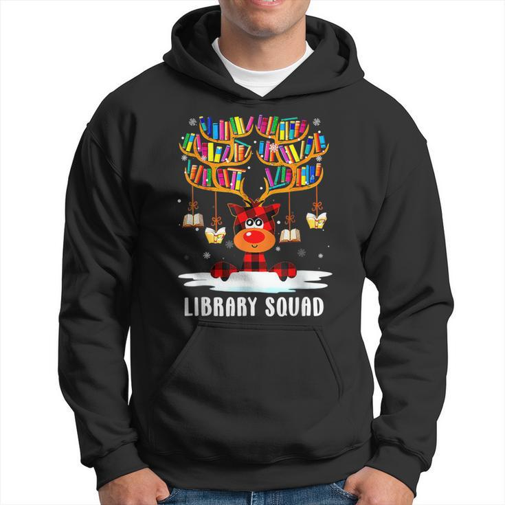 Library Squad Reindeer Christmas Funny Book Lover Pajama  Men Hoodie Graphic Print Hooded Sweatshirt