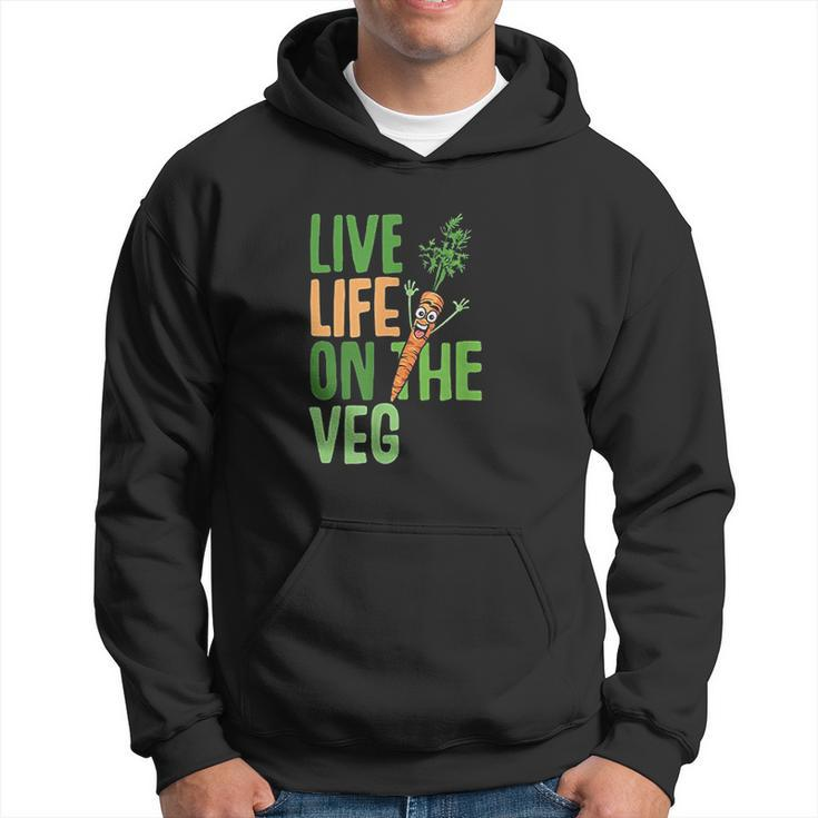 Life On The Veg Vegan Slogan Plant Power Cute Graphic Men Hoodie