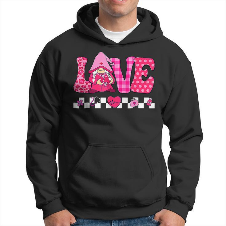 Love Gnome Pink Nurse Funny Valentines Day Nursing Gifts  Hoodie