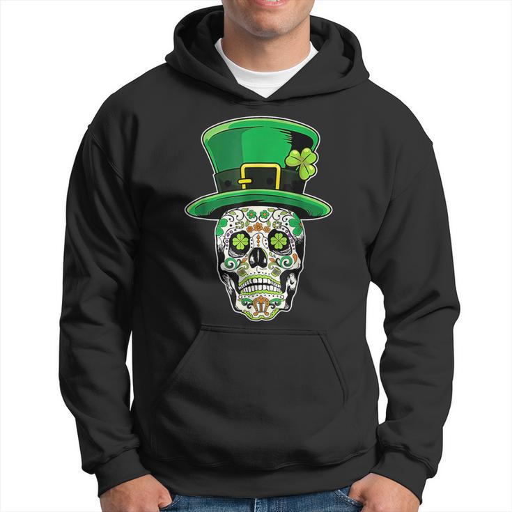Lucky St Patricks Day Green Irish Shamrock Skull Cap Hoodie