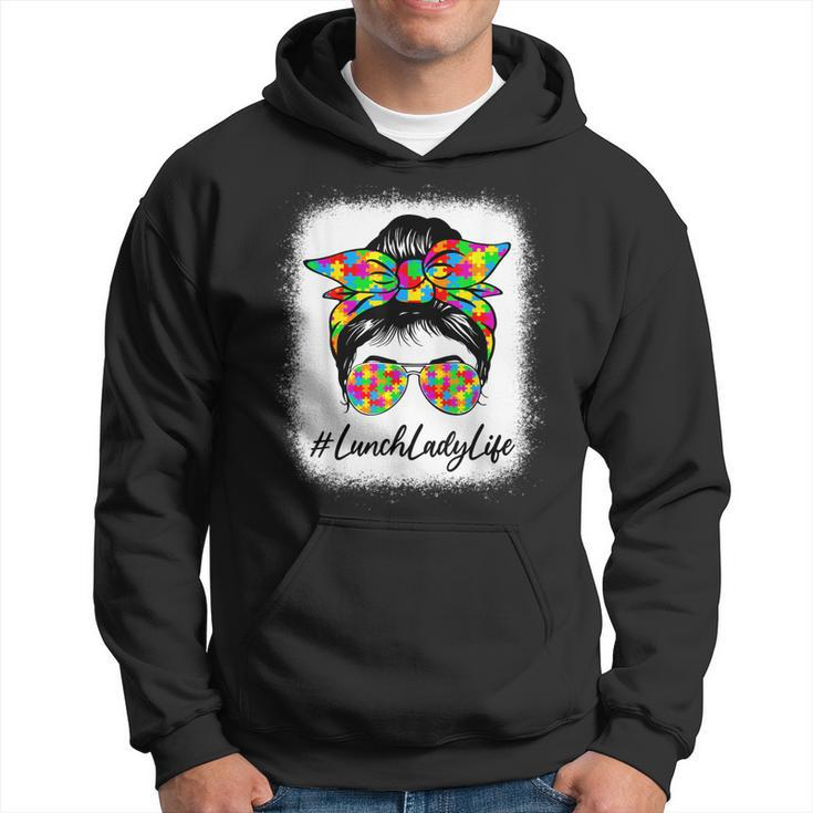 Lunch Lady Messy Bun Women Supporting Autism Awareness Month  Hoodie