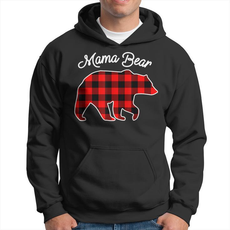 Mama Bear | Red Plaid Matching Family Christmas  Men Hoodie Graphic Print Hooded Sweatshirt