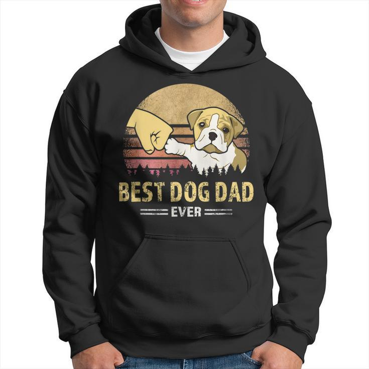 Mens Best Bulldog Dad Ever Vintage English Bulldog Puppy Lover  Hoodie