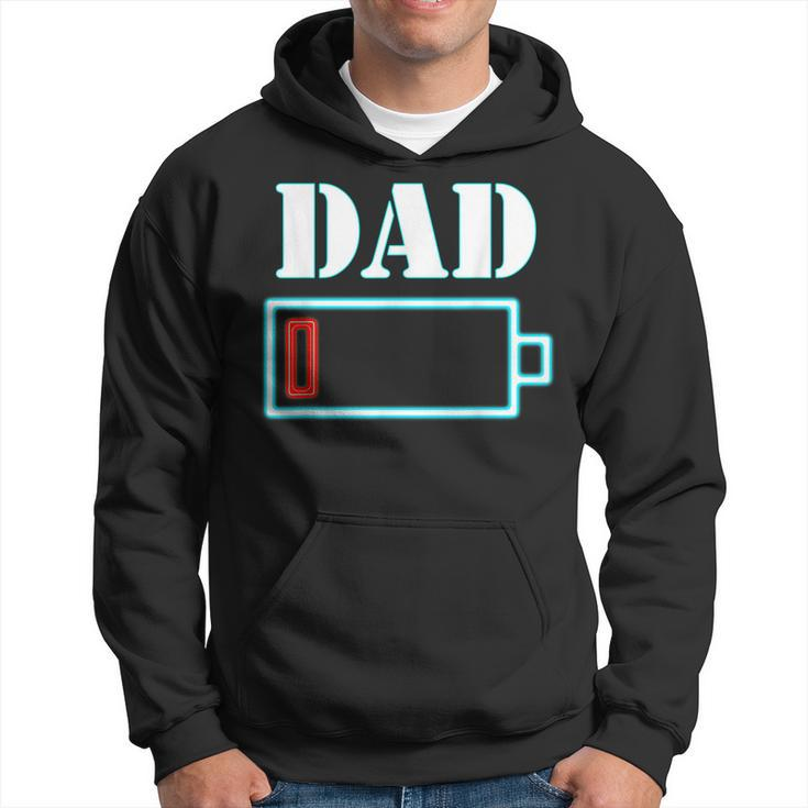Mens Dad Battery Low Funny Tired Parenting Fathers Day  Hoodie