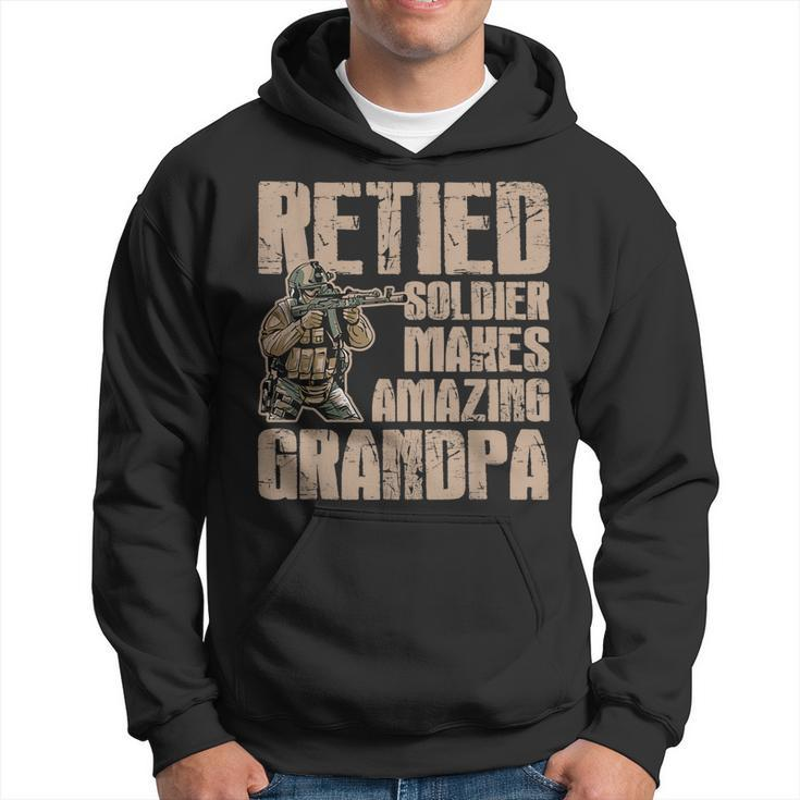 Mens Grandpa Gift Retied Soldier Retired Military Veteran Gift  Men Hoodie Graphic Print Hooded Sweatshirt