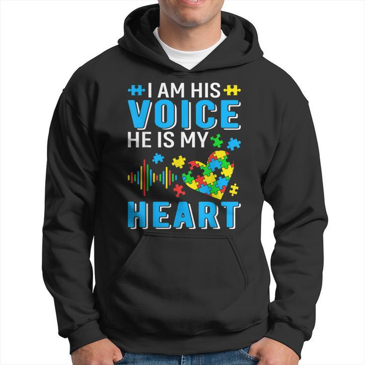 Mens I Am His Voice He Is My Heart Autism Awareness Autism Dad  Hoodie
