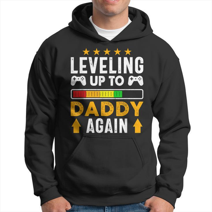 Mens Leveling Up To Daddy Again Funny Dad Pregnancy Announcement  Hoodie