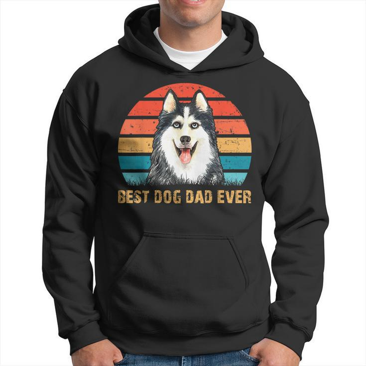 Mens Mens Quote Best Dog Dad Ever Vintage Siberian Husky Gift For Men Hoodie