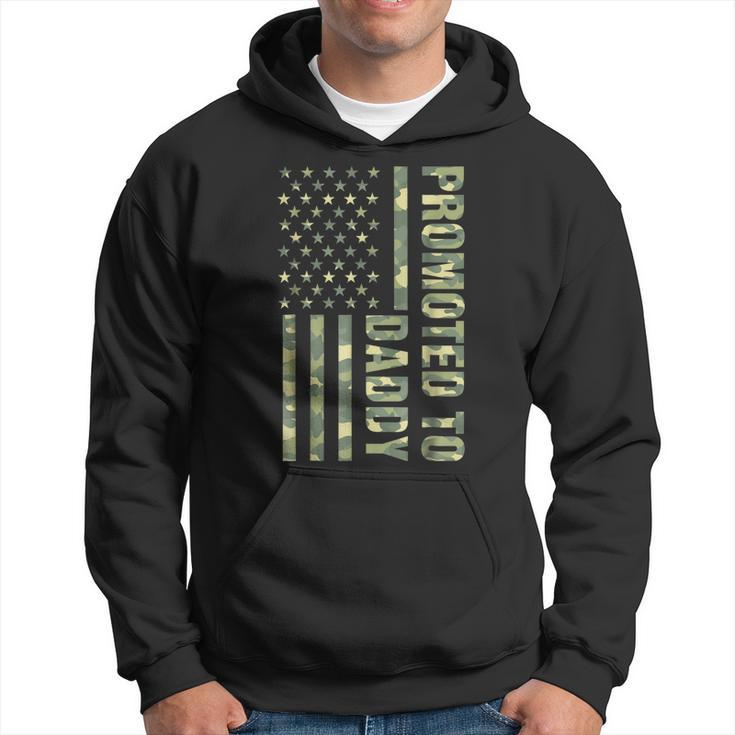 Mens Promoted To Daddy American Flag Camo  Fathers Day Tee Hoodie