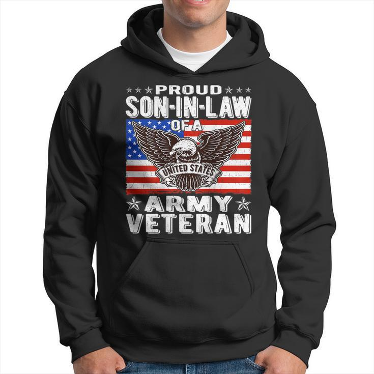 Mens Proud Son-In-Law Of Army Veteran Patriotic Military Family Men Hoodie Graphic Print Hooded Sweatshirt