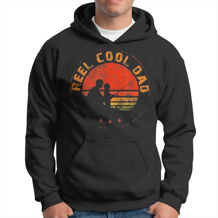 Mens Retro Reel Cool Dad Fishing Daddy Vintage Fathers Day Gift Hoodie