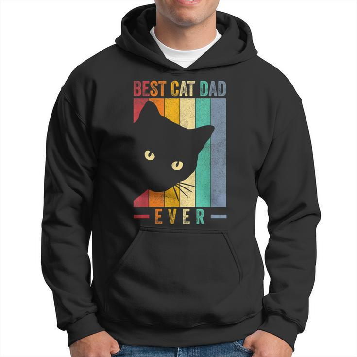 Mens Retro Vintage Best Cat Dad Ever Funny Cat Daddy Fathers Day  Hoodie