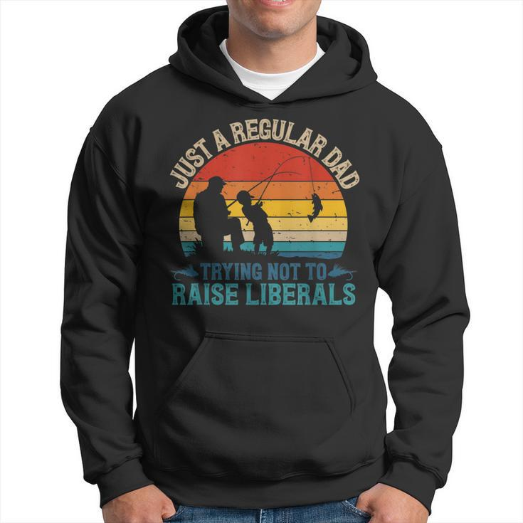 Mens Vintage Fishing Regular Dad Trying Not To Raise Liberals  V2 Hoodie