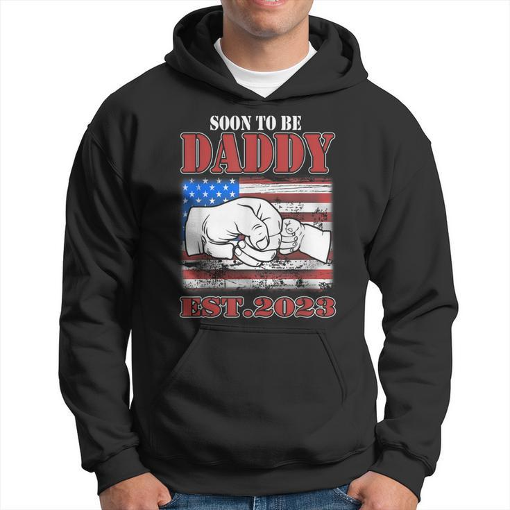 Mens Vintage New Daddy 2023 Promoted To Dad Est 2023 New Baby  Hoodie