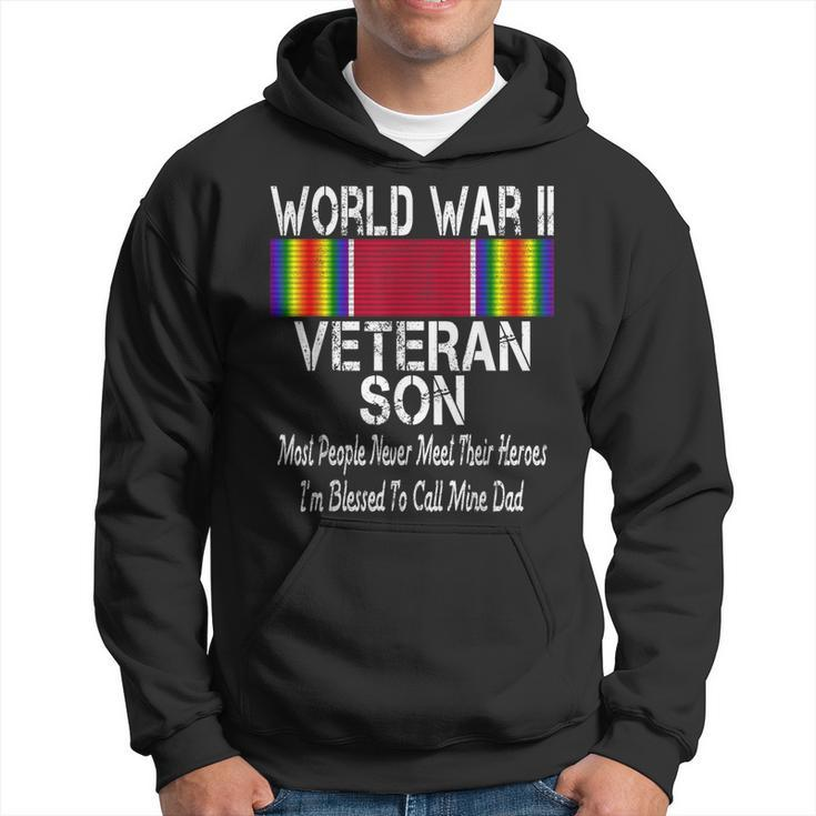 Mens World War Ii Veteran Son Us Military Vet Family Gift  Men Hoodie Graphic Print Hooded Sweatshirt