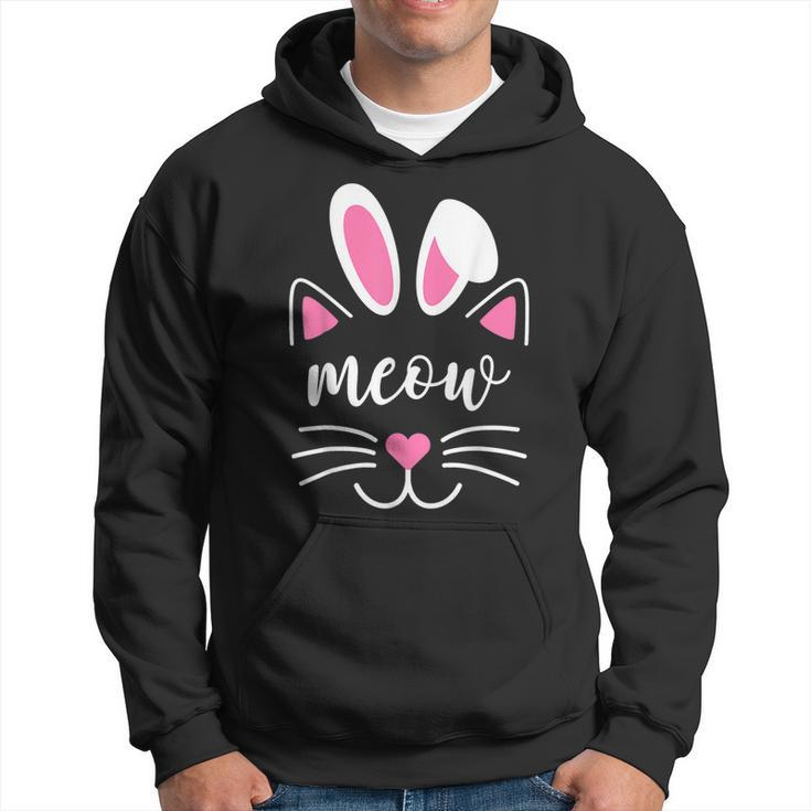 Meow Cat Face Easter Day Bunny Ears  Funny Cat Lover  Hoodie