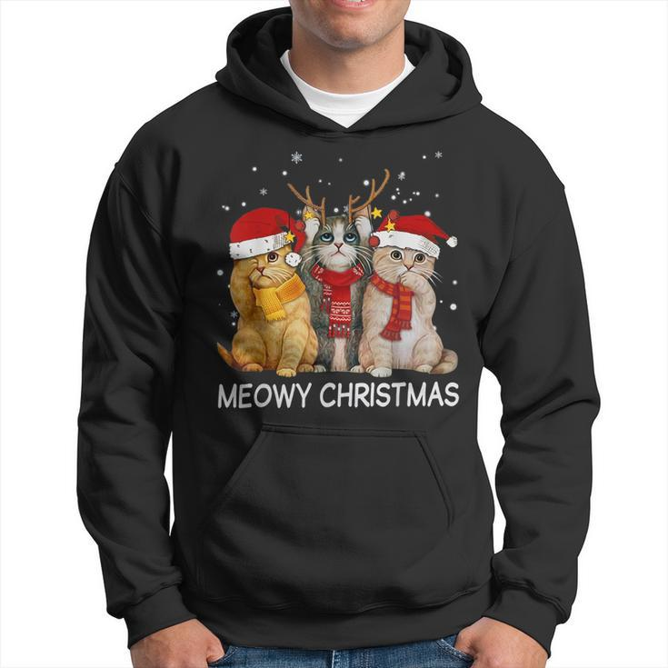 Meowy Christmas Funny Cat Christmas Tree Xmas Holidays  Men Hoodie Graphic Print Hooded Sweatshirt