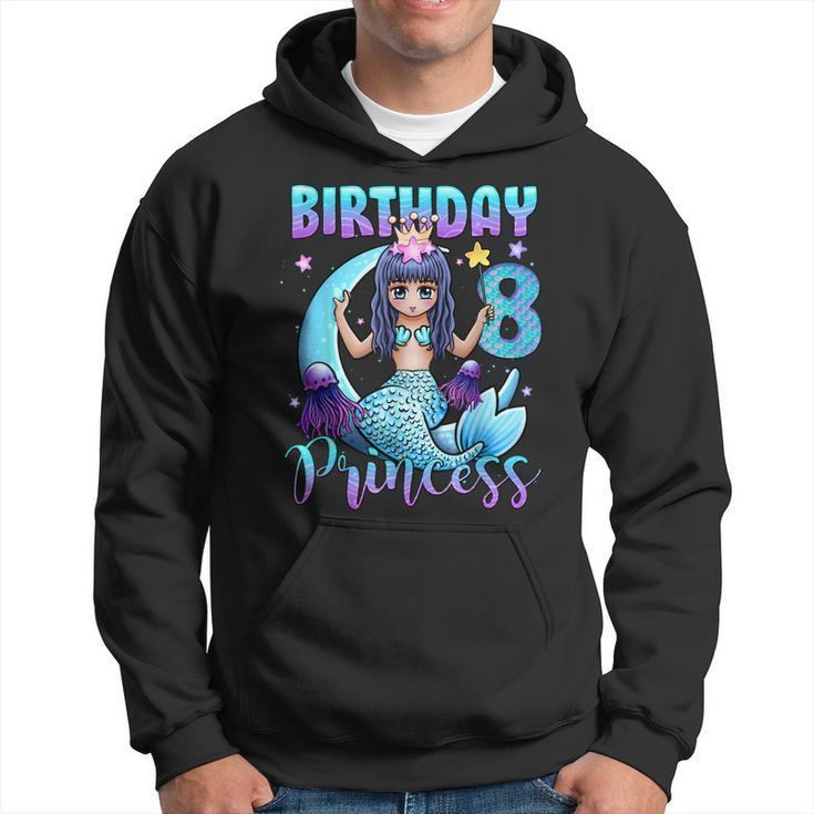 Mermaid Birthday Girl 8 Years Old Mermaid 8Th Birthday Girls Hoodie