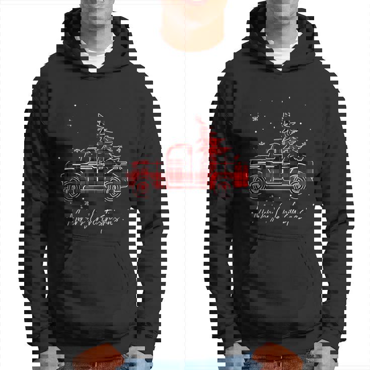 Merry Christmas Buffalo Truck Tree Red Plaid Family Matching Hoodie