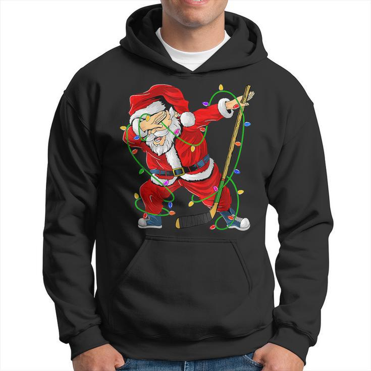 Merry Christmas Ice Hockey Dabbing Santa Claus Hockey Player  Men Hoodie Graphic Print Hooded Sweatshirt