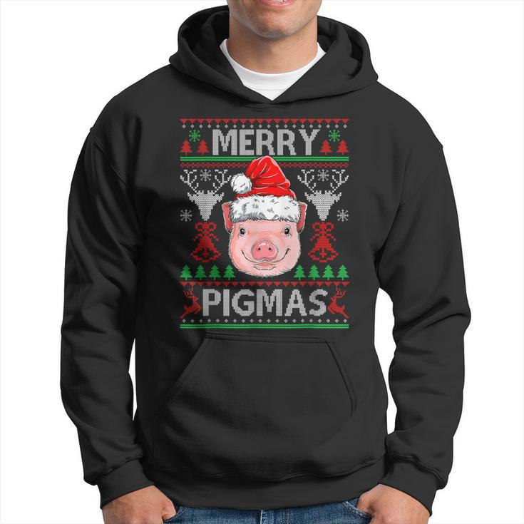 Merry Pigmas Pig Christmas Ugly Sweater Funny Xmas Women Men Hoodie Graphic Print Hooded Sweatshirt