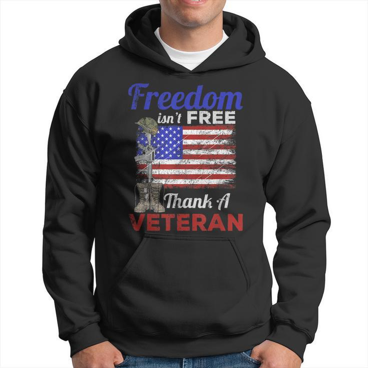 Military Support Freedom Isnt Free Thank A Veteran Design  Men Hoodie Graphic Print Hooded Sweatshirt