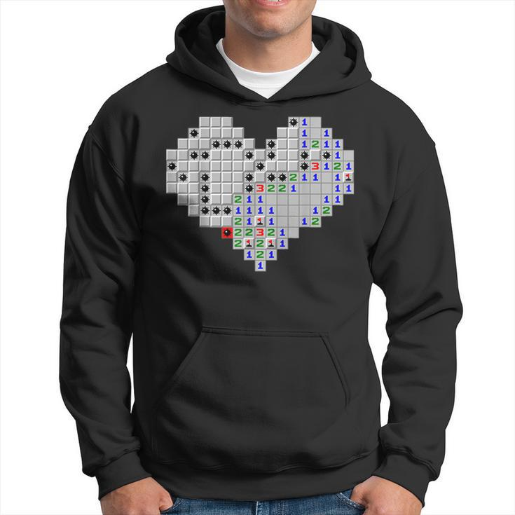 Minesweeper Heart Valentines Day  Men Hoodie Graphic Print Hooded Sweatshirt