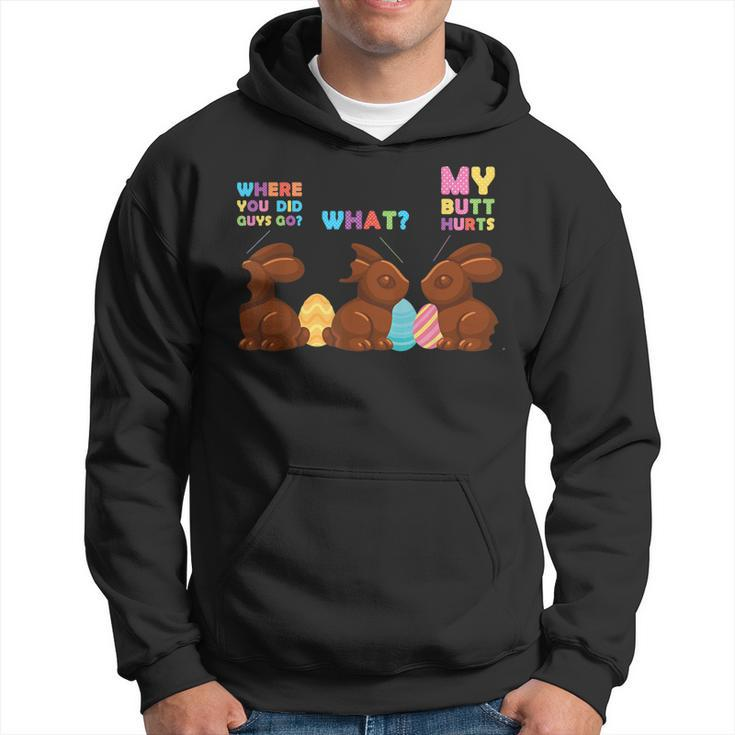 My Butt Hurts  Funny Bitten Chocolate Bunny Easter Gift  Hoodie