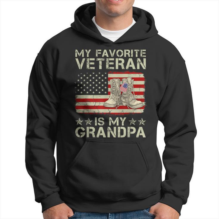 My Favorite Veteran Is My Grandpa Combat Boots American Flag  Hoodie