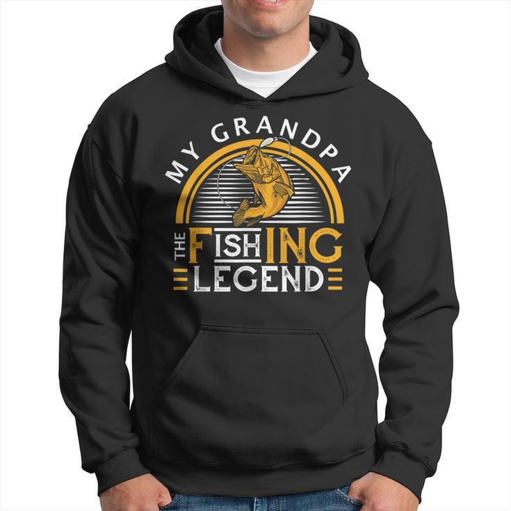 My Grandpa The Fishing Legend Fishermen Fathers Day  Men Hoodie Graphic Print Hooded Sweatshirt