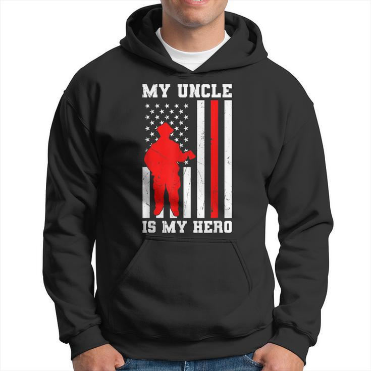 My Uncle Is My Hero Firefighter Thin Red Line Flag Hoodie