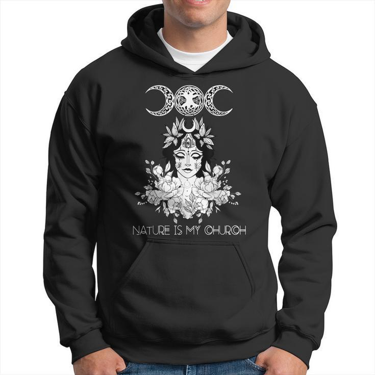 Nature Is My Church Crescent Moon Witchcraft Wiccan Witch  Hoodie