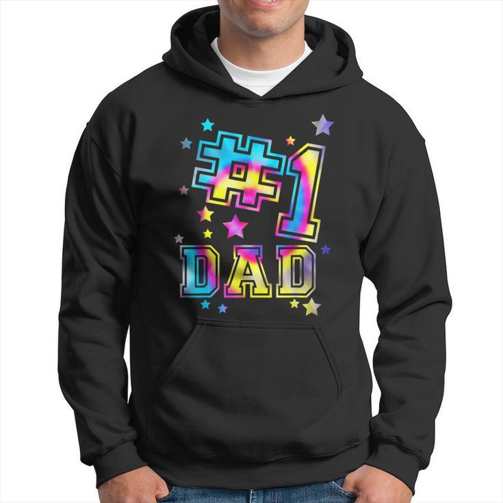 Number One 1 Dad Tie Dye Daddy Fathers Day Best Dad Ever Hoodie