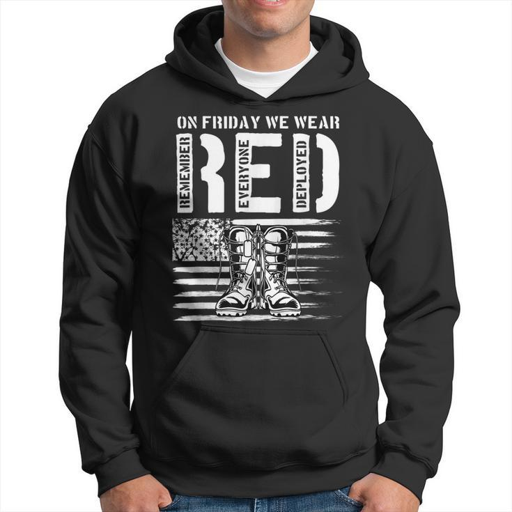 On Friday We Wear Red Friday Military Support Troops Us Flag Hoodie