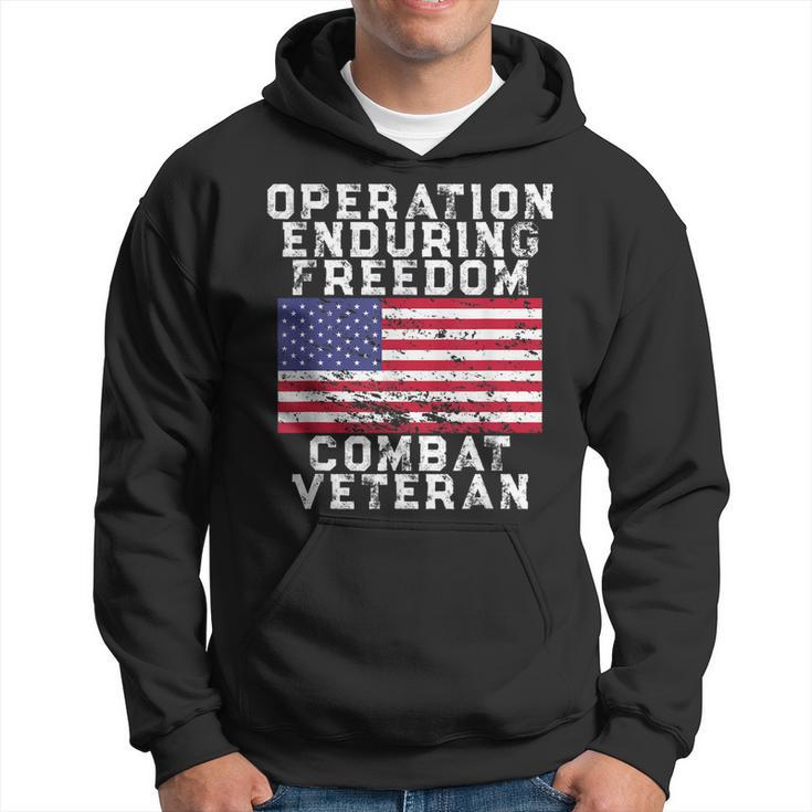 Operation Enduring Freedom Combat Veteran - Vintage Us Flag  Men Hoodie Graphic Print Hooded Sweatshirt