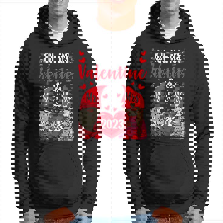 Our First Valentine As Mr And Mrs 2023 Hearts Valentines Day  Hoodie